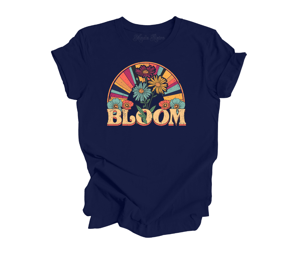 Bloom Retro T-Shirt | Navy Color | Made Retro