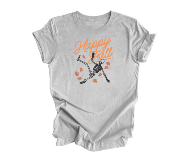 Happy Fall Retro T-Shirt | Heather Athletic Grey Color | Made Retro