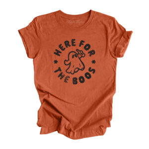 Here For The Boos Retro T-Shirt | Heather Autumn Color | Made Retro