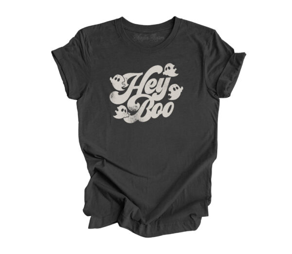 Hey Boo Retro T-Shirt | Heather Dark Grey Color | Made Retro