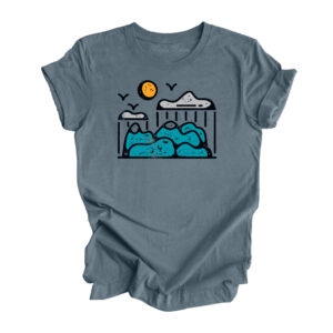 Rainy Mountains Retro T-Shirt | Heather Slate Color | Made Retro