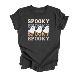 Retro Spooky Ghost T-Shirt | Heather Dark Grey Color | Made Retro