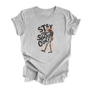 Stay Spooky Vintage Skeleton T-Shirt | Heather Athletic Grey Color | Made Retro