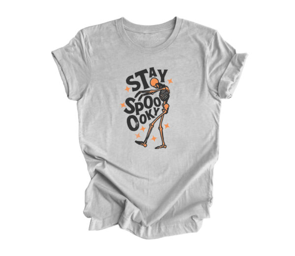 Stay Spooky Vintage Skeleton T-Shirt | Heather Athletic Grey Color | Made Retro