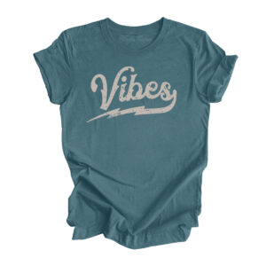 Vibes Retro T-Shirt | Heather Deep Teal Color | Made Retro