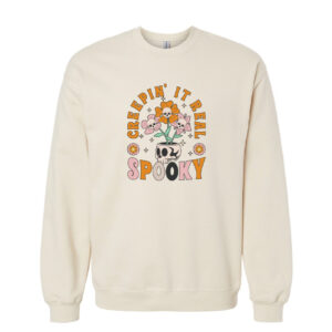 Creepin' It Real Spooky Retro Sweatshirt | Sand Color | Made Retro