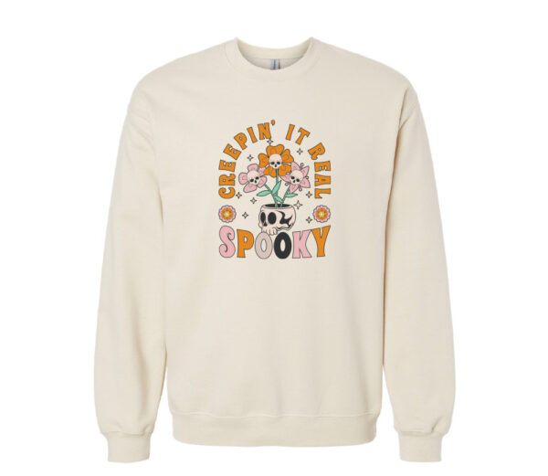 Creepin' It Real Spooky Retro Sweatshirt | Sand Color | Made Retro