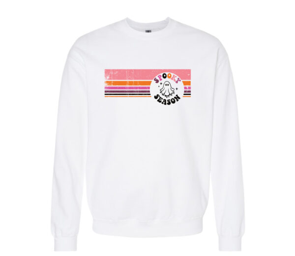 Spooky Season Stripes Retro Sweatshirt | White Color | Made Retro