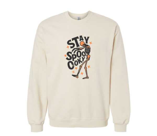 Stay Spooky Vintage Skeleton Sweatshirt | Sand Color | Made Retro