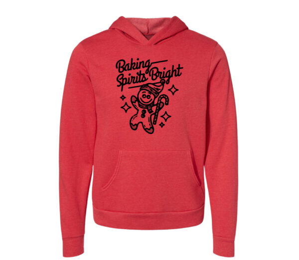 Baking Spirits Bright Christmas Hoodie | Heather Red Color | Made Retro