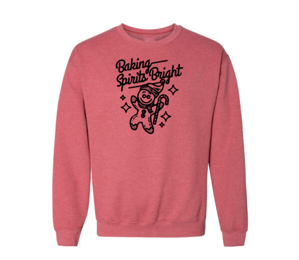 Baking Spirits Bright Christmas Sweatshirt | Heather Sport Dark Red Color | Made Retro