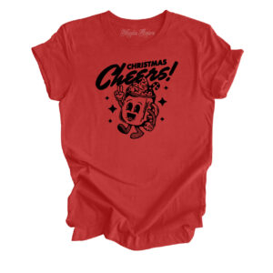 Christmas Cheers Retro T-Shirt | Heather Red Color | Made Retro