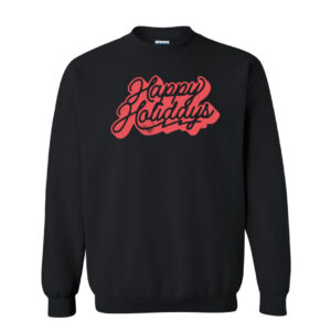 Retro Happy Holidays Christmas Sweatshirt | Black Color | Made Retro