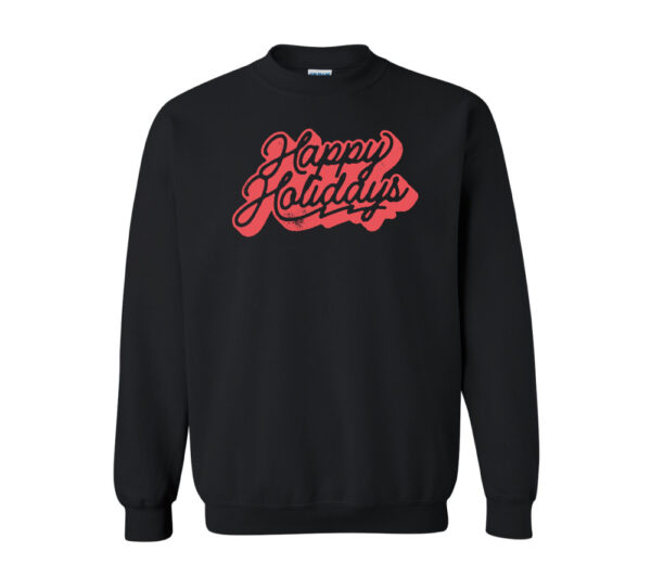 Retro Happy Holidays Christmas Sweatshirt | Black Color | Made Retro