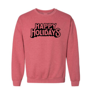 Happy Holidays Christmas Sweatshirt | Heather Sport Dark Red Color | Made Retro