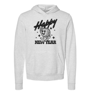 Happy New Year Disco Ball Retro Hoodie | Ash Color | Made Retro