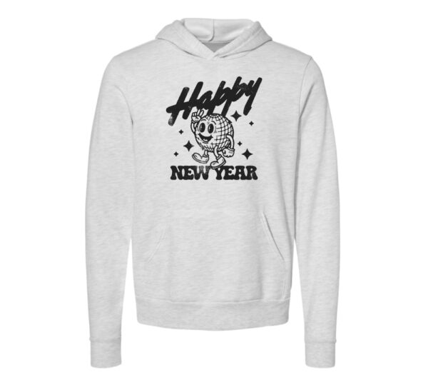 Happy New Year Disco Ball Retro Hoodie | Ash Color | Made Retro