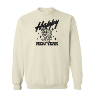 Happy New Year Disco Ball Retro Sweatshirt | Sand Color | Made Retro