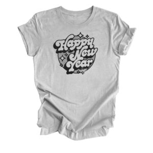 Happy New Year Retro T-Shirt | Athletic Heather Grey Color | Made Retro