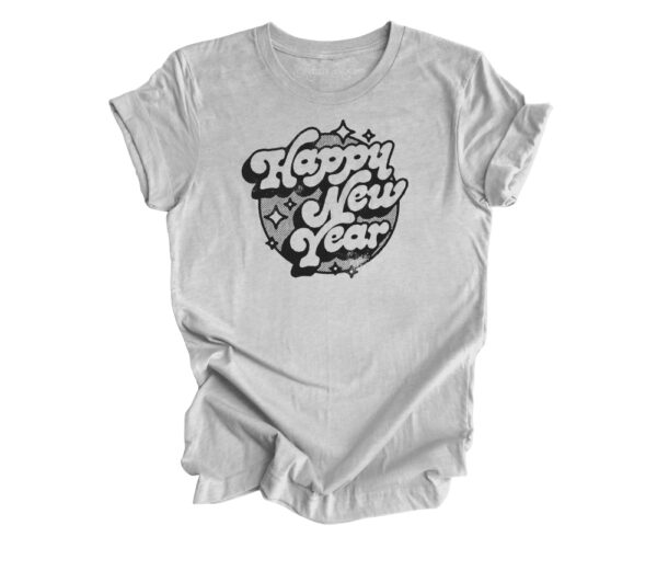 Happy New Year Retro T-Shirt | Athletic Heather Grey Color | Made Retro