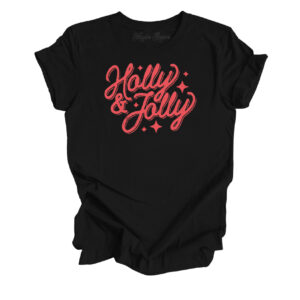 Holly and Jolly Christmas T-Shirt | Black Color | Made Retro