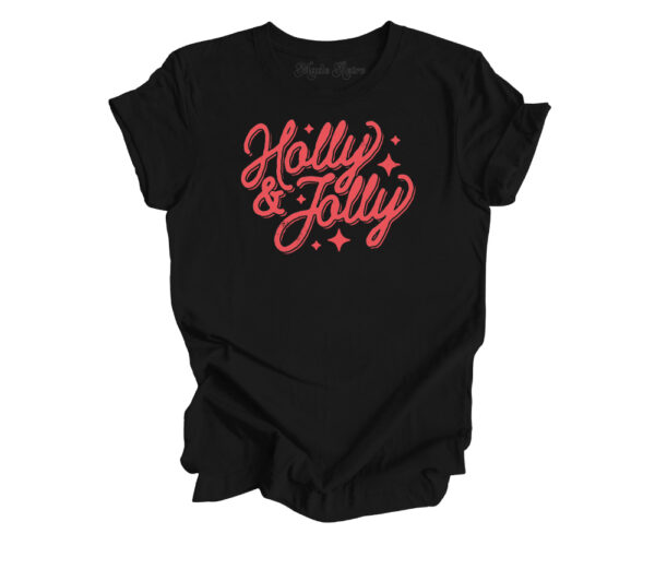 Holly and Jolly Christmas T-Shirt | Black Color | Made Retro