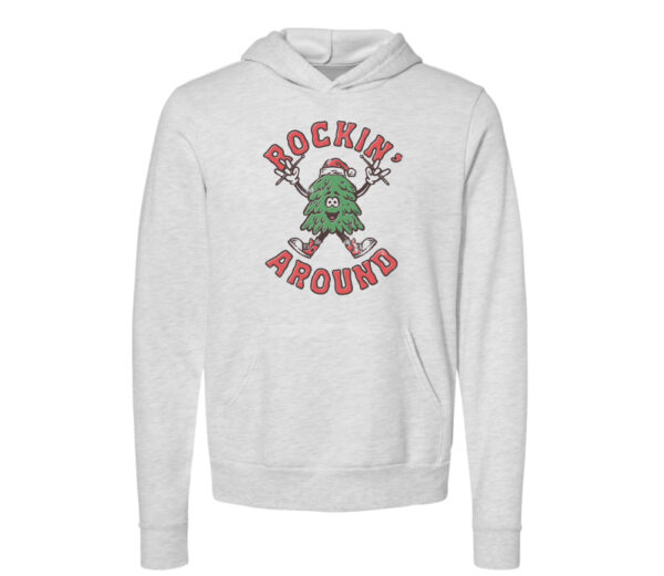 Rockin' Around the Christmas Tree Retro Hoodie | Ash Color | Made Retro