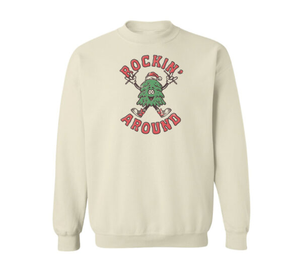 Rockin Around the Christmas Tree Retro Sweatshirt | Sand Color | Made Retro