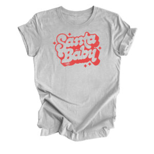 Santa Baby Christmas T-Shirt | Athletic Heather Grey Color | Made Retro