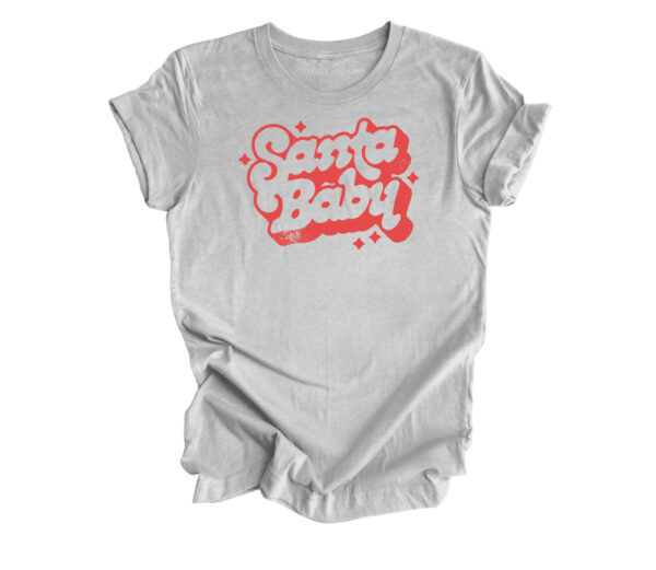 Santa Baby Christmas T-Shirt | Athletic Heather Grey Color | Made Retro