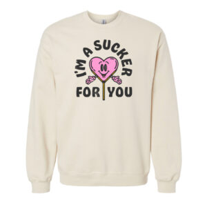 I'm a Sucker for You | Valentine's Day Retro Sweatshirt | Sand Color | Made Retro