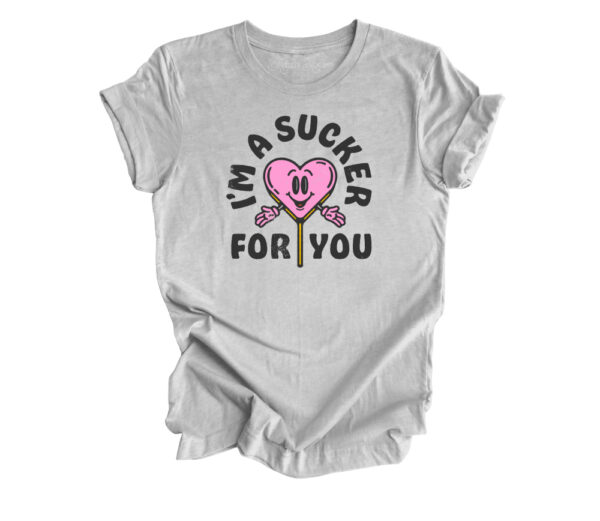 I'm a Sucker for You | Valentine's Day Retro T-Shirt | Heather Athletic Grey Color | Made Retro