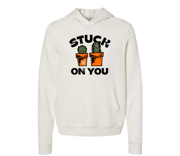 Stuck On You - Cactus Plant | Valentine's Day Hoodie | Vintage White Color | Made Retro