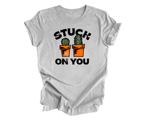 Stuck On You - Cactus Plant | Valentine's Day T-Shirt | Heather Athletic Grey Color | Made Retro