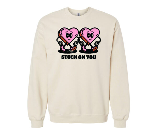 Stuck On You - Hearts | Valentine's Day Retro Sweatshirt | Sand Color | Made Retro