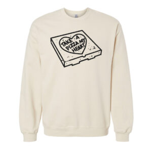 Take A Pizza My Heart | Valentine's Day Retro Sweatshirt | Sand Color | Made Retro