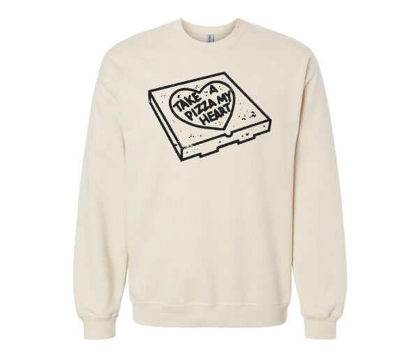 Take A Pizza My Heart | Valentine's Day Retro Sweatshirt | Sand Color | Made Retro